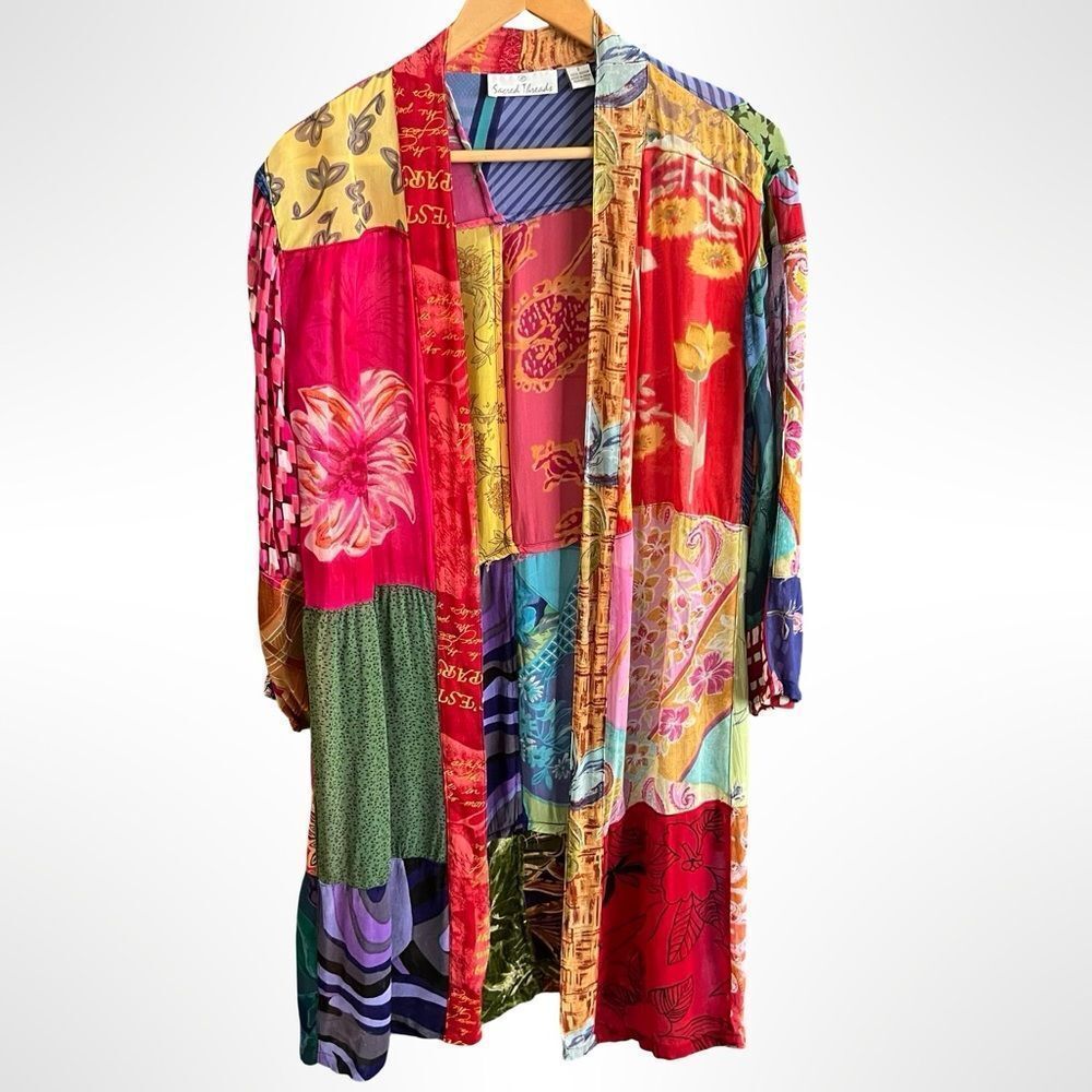 Vintage Sacred Threads Patchwork Duster, Layering… - image 6